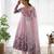 Baby pink color floral print organza three piece anarkali suit