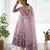 Baby pink floral print organza three piece anarkali suit