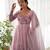 Baby pink color floral print organza three piece anarkali suit