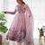 Baby pink color floral print organza three piece anarkali suit
