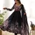 Black floral print organza three piece anarkali suit