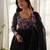 Black color floral print organza three piece anarkali suit
