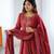 Red color georgette lucknowi three piece anarkali suit