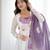 Violet color floral pure soft tebby organza three piece anarkali suit