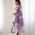 Violet color floral pure soft tebby organza three piece anarkali suit