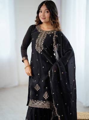Black crunchy silk sharara suit 2