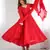 Designer red georgette lucknowi three piece anarkali suit