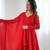 Designer red color georgette lucknowi three piece anarkali suit