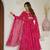 Rani pink color bandhej print soft chiffon anarkali gown