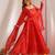 Red color bandhej print soft chiffon anarkali gown