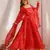 Red bandhej print soft chiffon anarkali gown