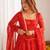 Red color bandhej print soft chiffon anarkali gown