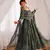Green bandhej print soft chiffon anarkali gown