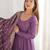 Dusty purple color pure roman silk ruffle style anarkali suit