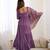 Dusty purple color pure roman silk ruffle style anarkali suit