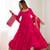 Rani pink color pure roman silk ruffle style anarkali suit