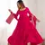 Rani pink pure roman silk ruffle style anarkali suit