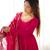 Rani pink color pure roman silk ruffle style anarkali suit