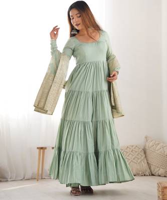 Pista pure roman silk ruffle style anarkali suit 3