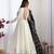 White color soft vichitra silk anarkali with black dupatta