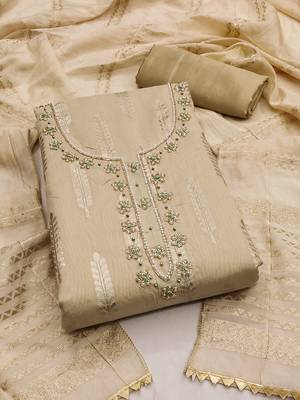 women's beige silk blend banarasi jacquard embroidered 2