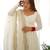 Off white solid roman silk anarkali set