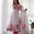 White floral print organza kurta set