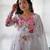 White floral print organza kurta set
