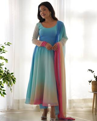 Awesome multi- georgette readymade anarkali suit with dupatta 1