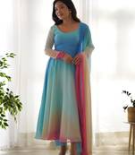 Awesome multi- georgette readymade anarkali suit with dupatta