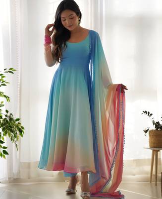 Awesome multi- georgette readymade anarkali suit with dupatta 3