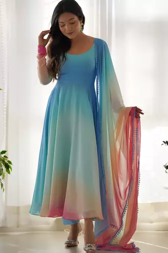 Awesome multi- georgette readymade anarkali suit with dupatta