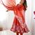 Red embroidered organza anarkali set with dupatta