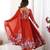 Red embroidered organza anarkali set with dupatta