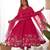Women pink organza floral anarkali kurta with pant and dupatt