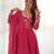 Women pink organza floral anarkali kurta with pant and dupatt