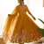 Yellow digital print embroidered organza silk kurta set