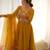 Yellow digital print embroidered organza silk kurta set