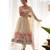 Wonderful cream floral printed organza traditional anarkali suit