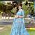 Sky Blue Chinnon Kurta Set with Printed Design & Sequins Lace Border Dupatta – Semi-Stitched Festive Outfit