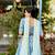 Sky Blue Chinnon Kurta Set with Printed Design & Sequins Lace Border Dupatta – Semi-Stitched Festive Outfit