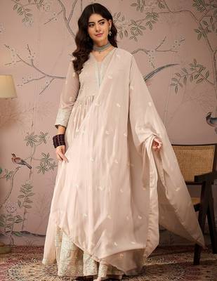 Peach Faux Georgette anarkali style long choli readymade lehenga 1