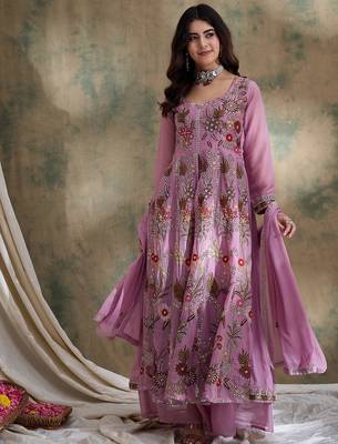 Pink Vipro Silk anarkali style long choli readymade lehenga 1