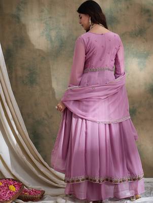 Pink Vipro Silk anarkali style long choli readymade lehenga 2