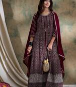 Purple Faux Georgette anarkali style long choli readymade lehenga