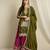 Mehendi green Chinon anarkali style long choli readymade lehenga