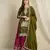 Mehendi green Chinon anarkali style long choli readymade lehenga