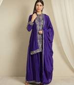 Purple Chinon anarkali style long choli readymade lehenga
