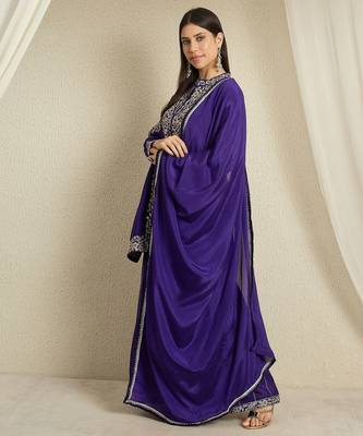 Purple Chinon anarkali style long choli readymade lehenga 3