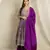 Purple Chinon anarkali style long choli readymade lehenga